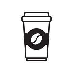 Takeaway Paper Coffee Cup Icon, Hot Drink Branding Symbol