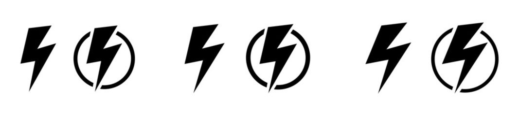 Electric Energy Lightning Bolt Circle Icons for Power and Technology Design