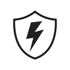 Electric Shield Icon, Power and Protection Symbol