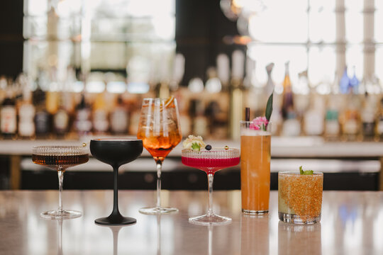 Group of Cocktails on the Bar