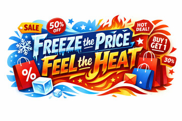 Winter Sale Frenzy Banner. Modern flat holiday banner design, vibrant clearance marketing banner promoting winter bargains and