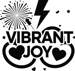 Vibrant Joy People Hearts Sun Vector Black Hand Drawn Typography Logo Emblem Badge Icon Silhouette Vintage Retro Graphic Community Unity Support Happiness