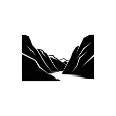 Black and white mountain range landscape.