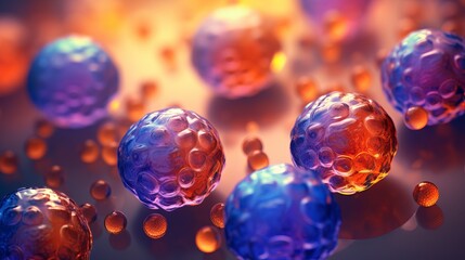 Colorful Cellular Spheres Cluster, Biomarker Imaging Concept