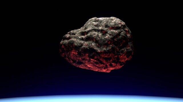 Asteroid Entering Earth's Atmosphere Realistic 3d Render Animation