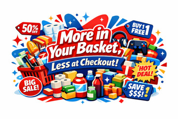 Festive Savings Banner. Modern flat holiday banner design, vibrant sales marketing banner promoting bulk deals and everyday