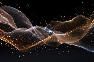 A wave of light and dark colors with a lot of sparkles