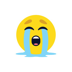 crying face sad mouth open desperate cry pool of tears emoji symbol sign icon vector illustration isolated flat