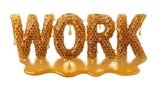 Dripping Honeycomb Work Text On White Background