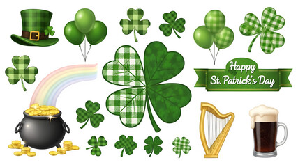 Naklejka premium St patrick's day symbols isolated on transparent background