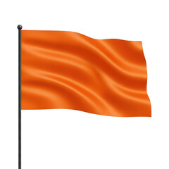 Waving orange flag isolated on transparent background