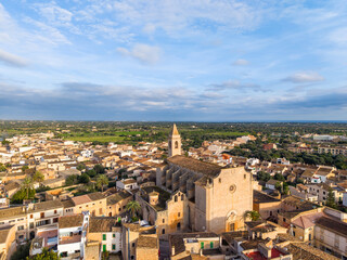 Santanyi town and church in Mallorca, Spain