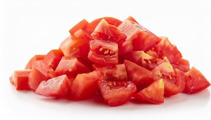 Pile Of Diced Fresh Red Tomatoes Isolated Chopped