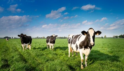 Holstein Friesian Cattle In A Green Dutch Meadow