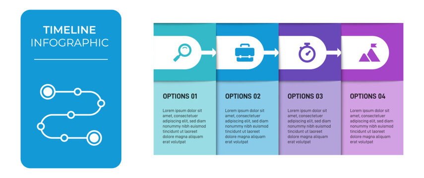 Progress bar featuring 4 arrow-shaped elements, symbolizing the four stages of business strategy and progression. Clean timeline infographic design template. Vector for mobile presentation.