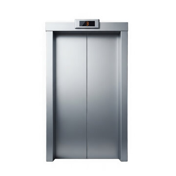 Modern elevator with digital display and metallic finish