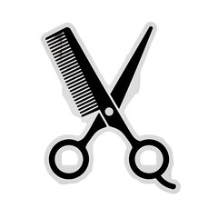 Scissors and comb crossed over each other for hair cutting  grooming tools transparent background