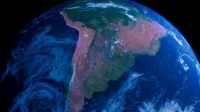 South America from Space. View from Space Orbit. Planet Earth. Globe