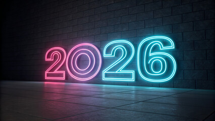 neon-glowing--2026--numbers--modern-style--isolate