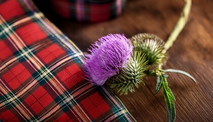 Scottish Thistle And Tartan Ribbon For Burns Night Celebration