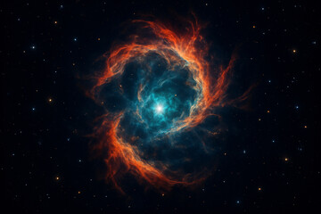 Deep Space Nebula with Vibrant Spiral Gas Clouds and Bright Stars