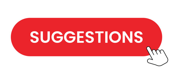 Suggestions Click Button with Hand Cursor on Web Page Interface Isolated on White Background, Recommendation and Ideas Call to Action UI Element for Website and Online Platform
