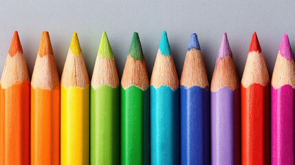 Color pencil rainbow gradient art school education closeup row symmetry creativity Color pencil rainbow gradient art school education closeup row symmetry creativity neat arrangement