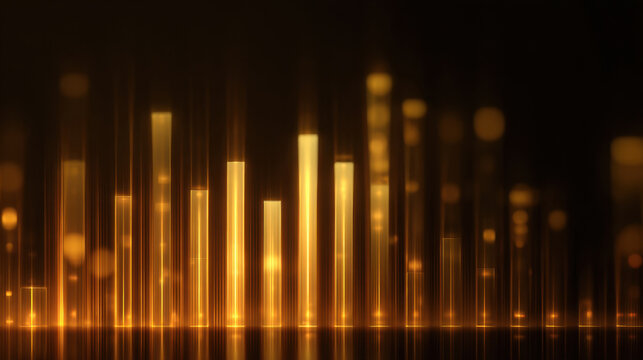 Gold bar chart glowing graph abstract background financial growth data visualization golden light vertical line digital illustration modern design business concept Glowing gold bar chart abstract - Powered by Adobe