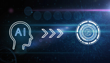 Artificial Intelligence conceptual illustration demonstrating the evolution of the concept