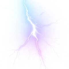 Realistic lightning with charged sparks and powerful electric bolt.