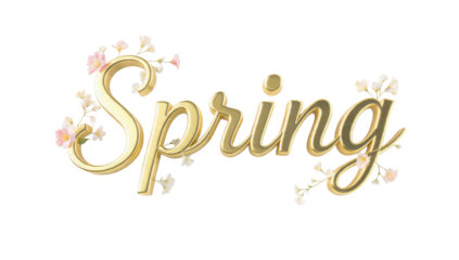 Golden Spring Text with Floral Accent