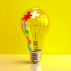 Strategic Thinking and Teamwork Integration Idea as a Colorful Puzzle,Inspiration and Bright Idea Concept with Multicolor Jigsaw Design