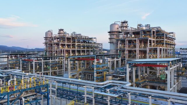 Sinopec Large Refinery Aerial View with Industrial Processing Units
