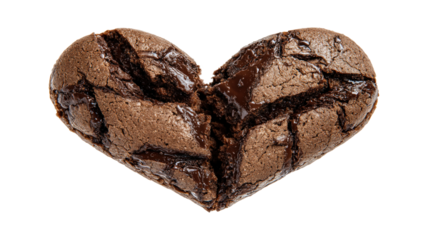 Isolated Broken Chocolate Heart Cookie isolated on a white background