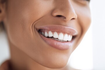Young black woman smiling with bright white teeth indoors, dentistry
