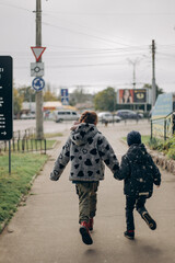 young couple walking on the street