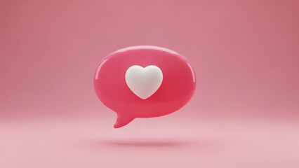 Digital love message in a sweet pink bubble