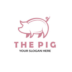 illustration of pink pig isolated on white background