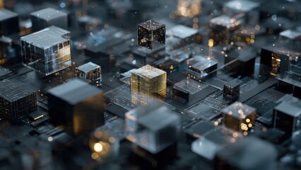 Abstract technology cubes background