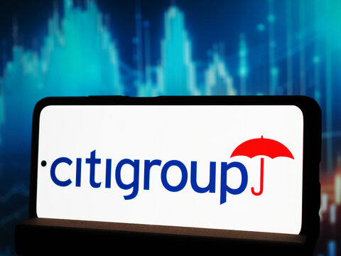 In this photo illustration,  Citigroup Inc. logo seen displayed on a smartphone.
