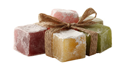 Tasty Turkish delight in a present box isolated on a white background