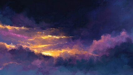 Dramatic sky with clouds at sunset