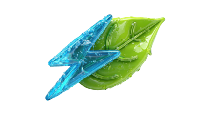 Energy leaf with blue lightning bolt