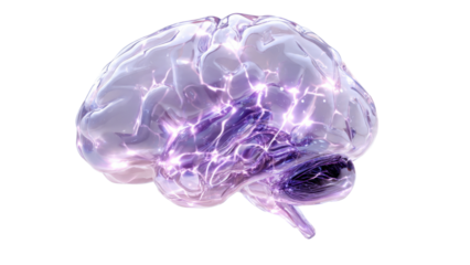 Glowing brain with electrical activity