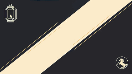 Elegant Dark Background with Lantern and Horse Emblem. Lunar New Year Vector Illustration. EPS Editable