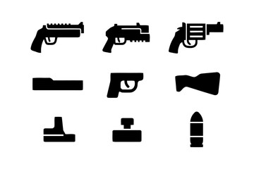 Set of gun and part icons for weapon customization © AnishaNoor