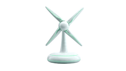 Modern White Wind Turbine with Green Highlights