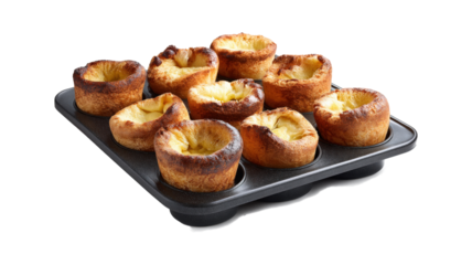 Yorkshire Puddings on a Baking Tray isolated on a white background