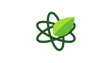 Organic atom symbol with leaf