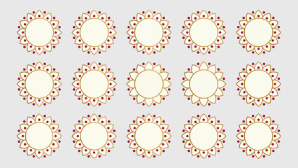Set of fifteen elegant mandala style decorative frames. Lunar New Year Vector Illustration. EPS Editable